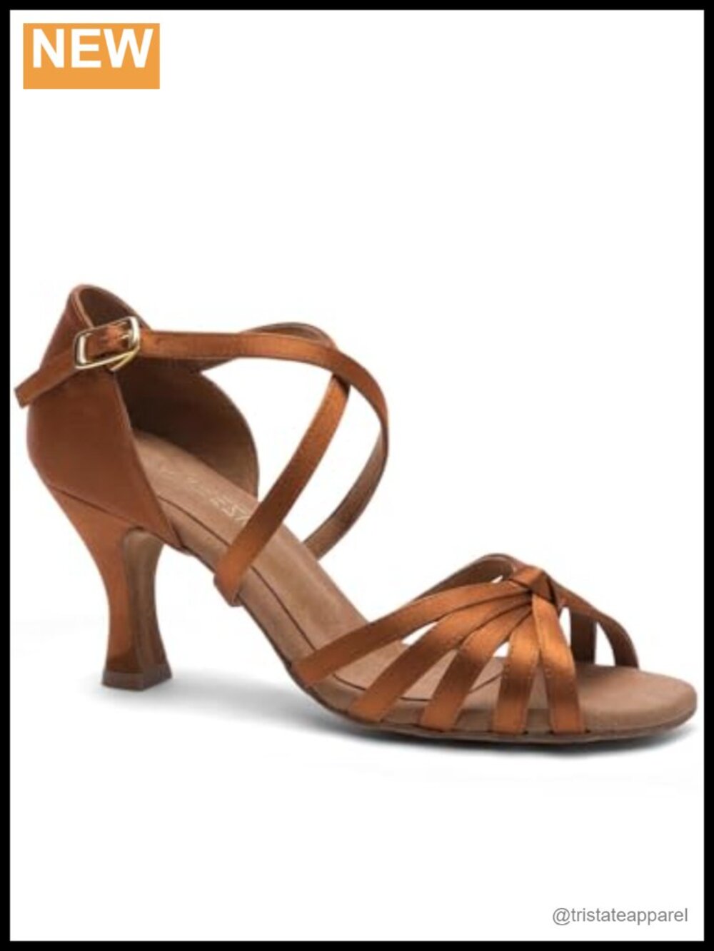 Italian Satin Ballroom Dance Shoe 2.5" Flared Heel Suede Sole